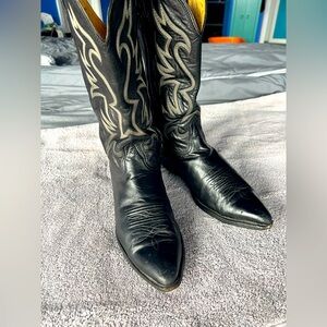 Black Western Leather Cowboy Boots- Nocona Brand